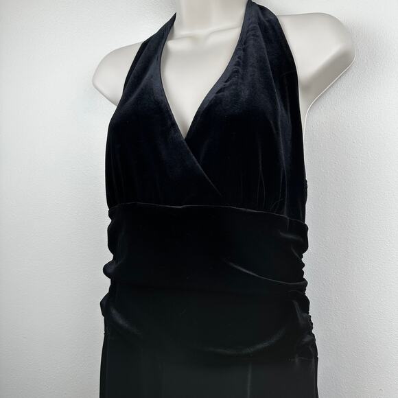 AB Studio Velvet Dress Baby Doll Halter Y2K Black Large Whimsygoth Whitchy - Picture 3 of 11